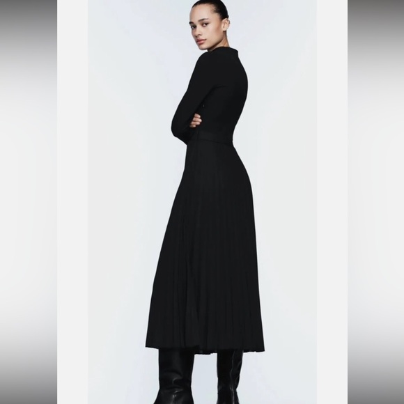 NWT Zara Black Long Sleeve Pleated Dress - Picture 4 of 8